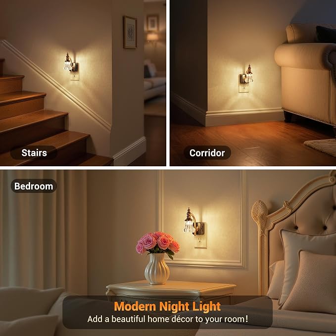 JandCase Night Light, Night Lights Plug into Wall, Glass Flower LED Nightlight - Image 4
