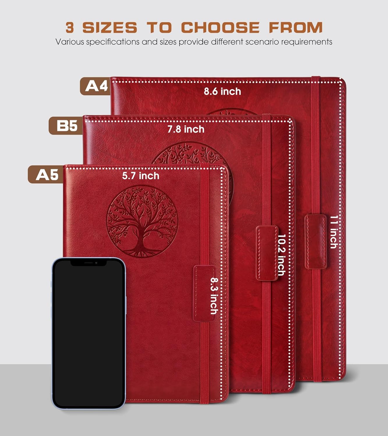 Lined Journal Notebook for Women Men,256 Pages B5 Large Hardcover Leather Journals for Writing,Travel,Business,Work,School,College Ruled Notebooks for Note Taking,Diary Notepad 7.8"×10.2"