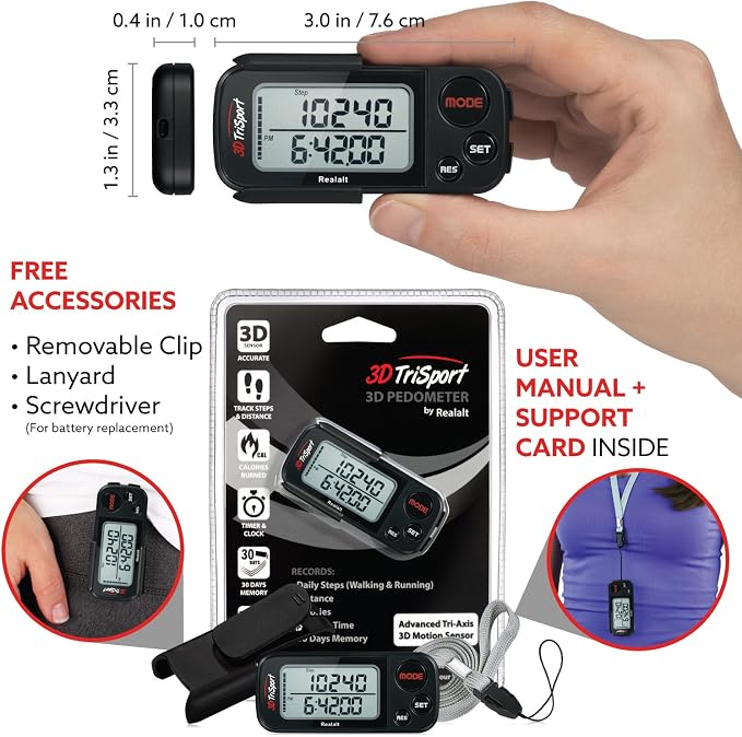 Realalt 3DTriSport 3D Walking Pedometer - Image 4