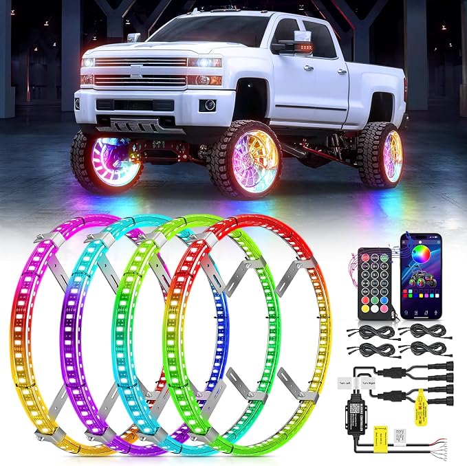 Nilight 4PCS 15.5inch Double Row Wheel Ring Lights Dream Color by Nilight
