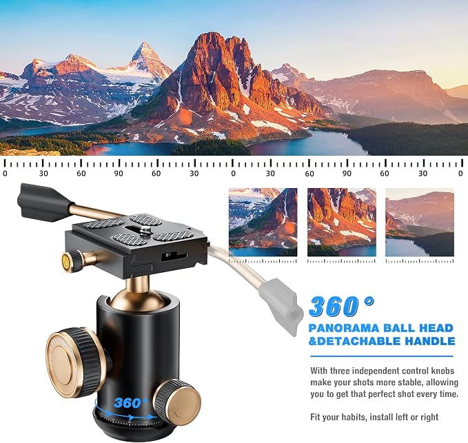 YoTilon Tripod for camera 77.2'', Aluminum Camera Tripod & Monopod - Image 3