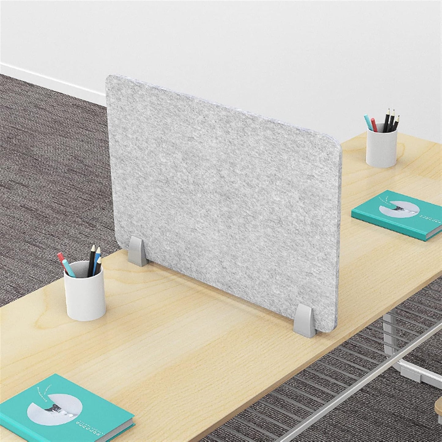 Icegrey Acoustic Desk Divider Privacy Panel Removable Sound Absorbing Desk Partition Board with 2 Clips for Student Call Centers Offices Braries Classrooms Library, Brown Yellow, 31.2x11.7"