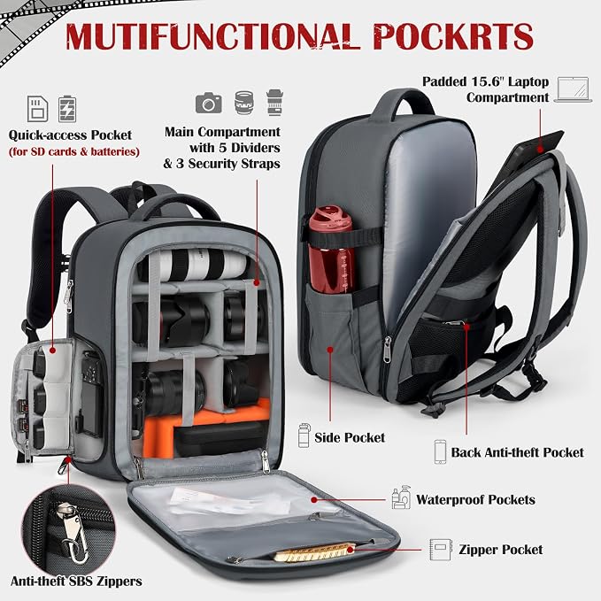 SDYSM Camera Backpack, Hardshell DSLR/SLR Camera Bag - Image 2