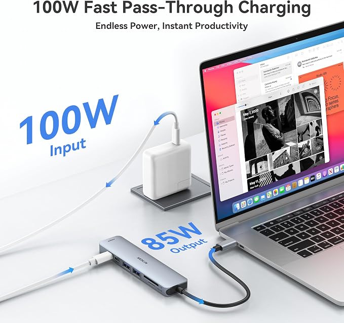 USB C Hub HDMI Adapter for MacBook Pro/Air, MOKiN 7 in 1 USB C Dongle - Image 4