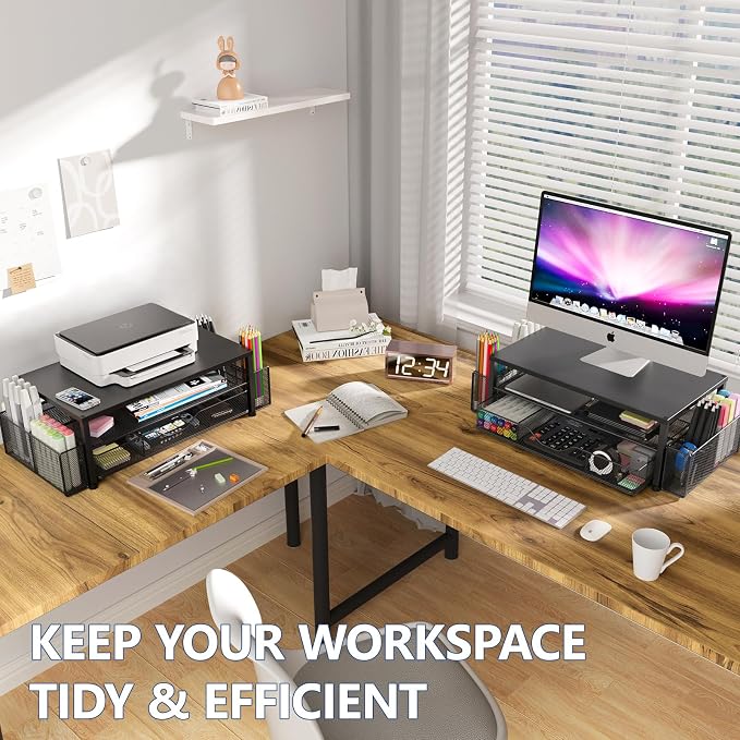OPNICE Desk Organizer and Accessories, 2-Tier Computer Monitor Stand Riser - Image 8