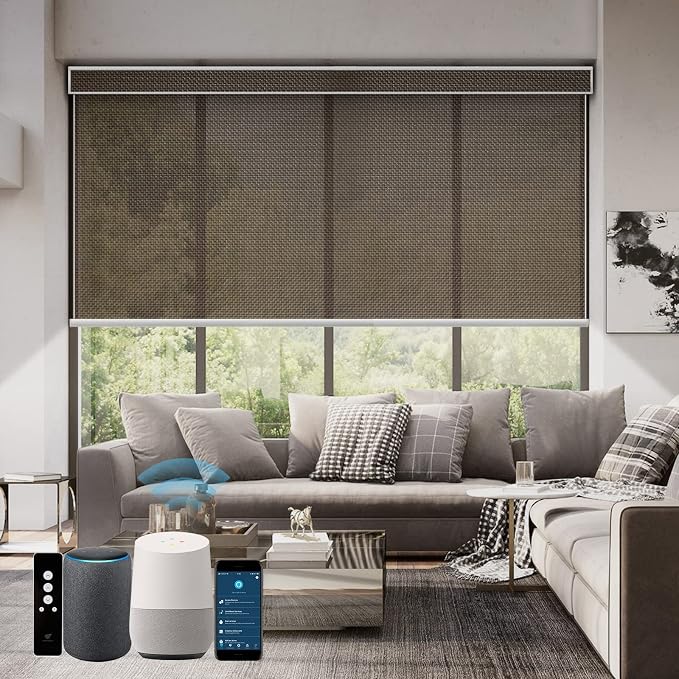 SmartWings Motorized Roller Shades 5% Openness Work by SmartWings