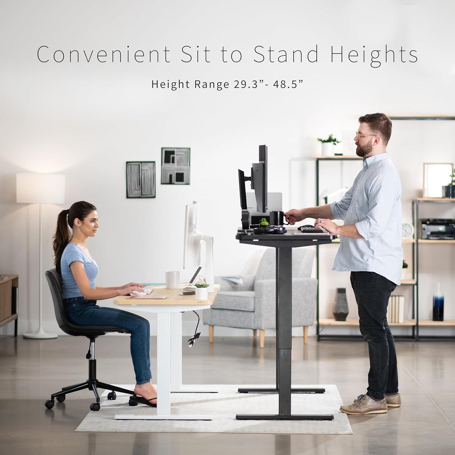 VIVO Electric 60 x 24 in Standing Desk, Memory Height Adjustment, 1B Series, One-Piece Dark Walnut Top, Black Frame, DESK-KIT-1B6D