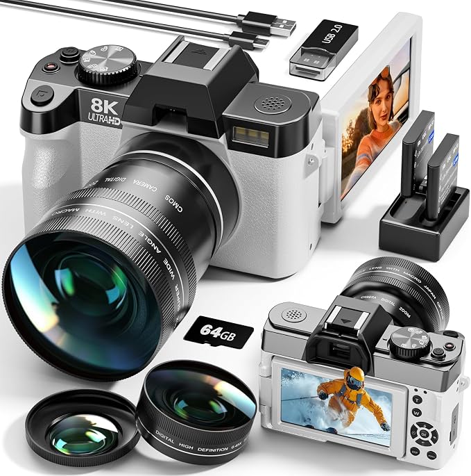 8K&64MP Digital Cameras for Photography&Video, Vlogging Camera for YouTube by G-Anica