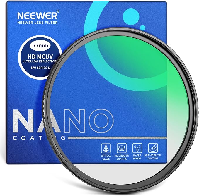 NEEWER 77mm Ultra Low Reflectivity UV Lens Filter, UV Protection Filter by Neewer