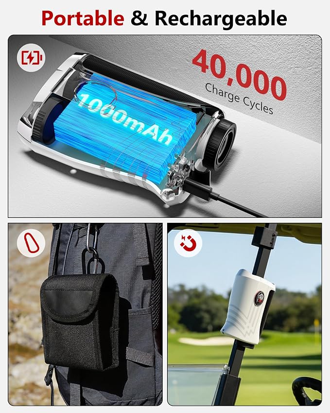 Golf Rangefinder with Slope Switch, Rechargeable Range Finder with Flag Lock - Image 6