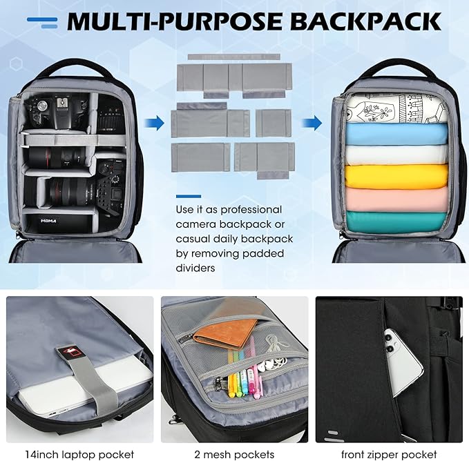 RAINSMORE Camera Backpack for DSLR SLR Mirrorless Cameras - Image 3