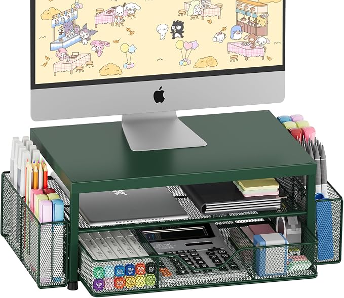 OPNICE Desk Organizers and Accessories, 2-Tier Computer Monitor Stand Riser by OPNICE