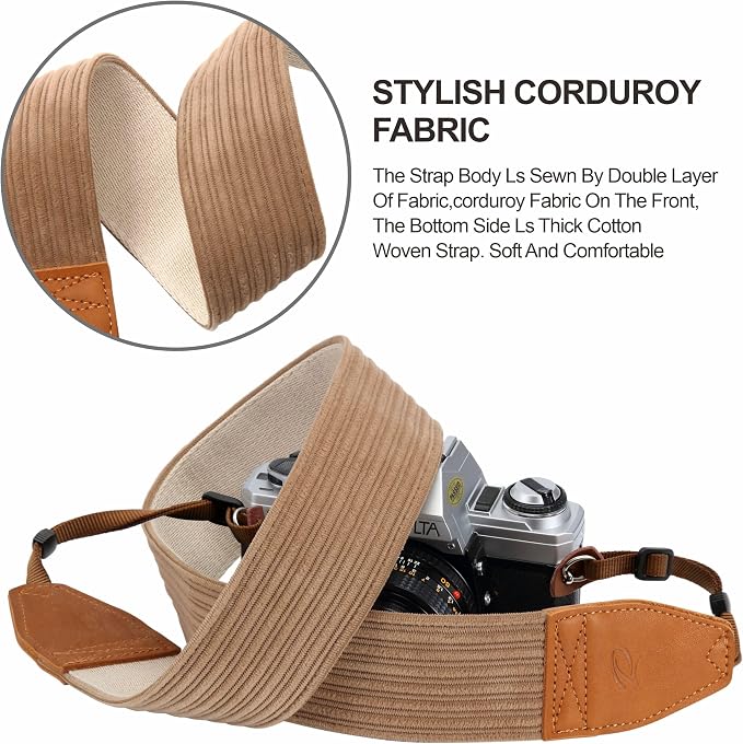 Padwa Lifestyle Camel Corduroy Camera Strap - Image 3