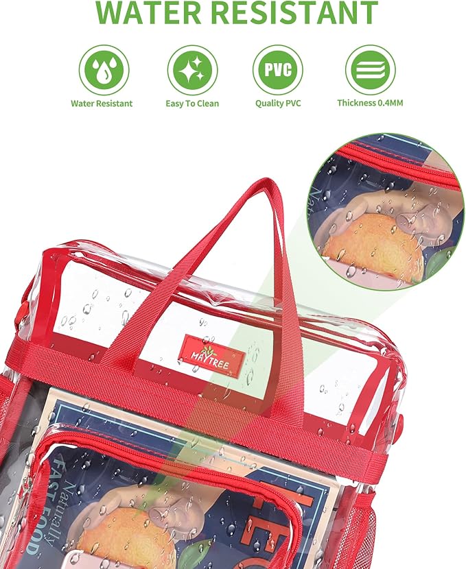 MAY TREE Clear Bag for Stadium Events 12×6×12 Clear Tote Lunch Bag - Image 4