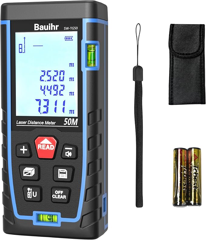 Laser Measure, Bauihr 165ft Laser Distance Meter, Portable Laser Measurement by Bauihr