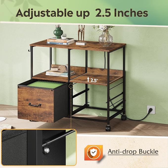 DEVAISE 3 Drawer Mobile File Cabinet, Rolling Printer Stand - Image 7