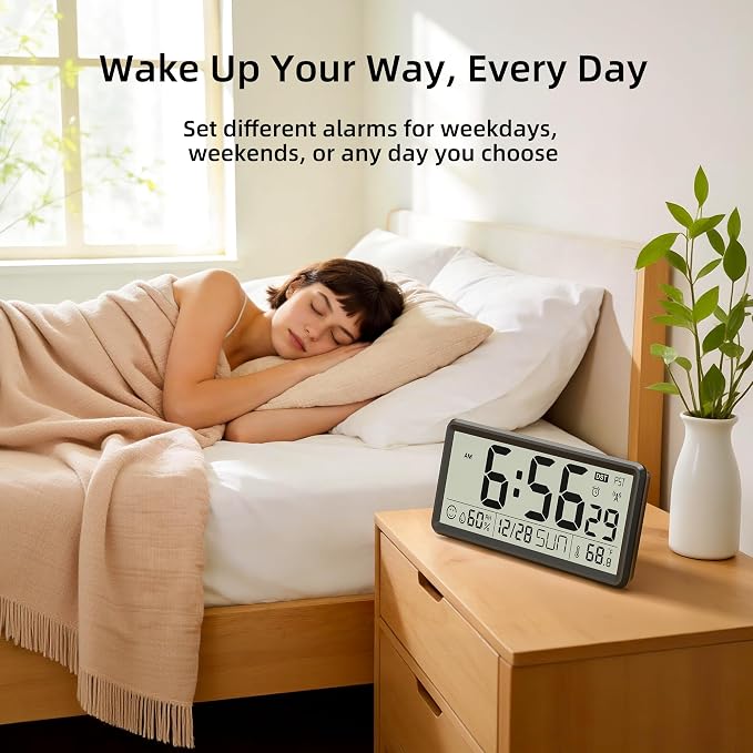 EASYERA 15'' Large Digital Wall Clock Battery Operated, Atomic Clock - Image 6