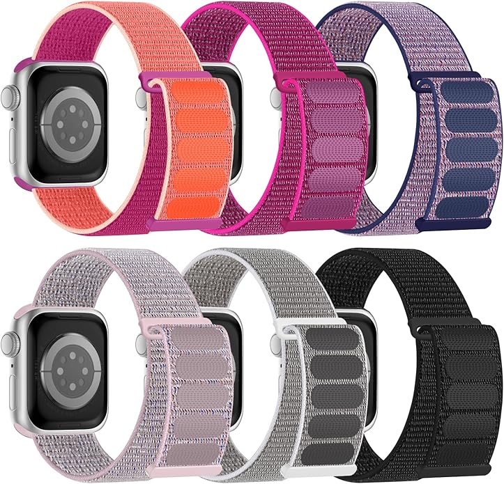 6 Pack Sport Nylon Loop Band Compatible by Honeystraper