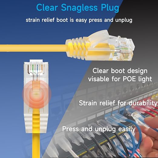 Cat6a Slim Ethernet Patch Cable 0.5 ft, Cat6a Patch Cable - Image 4
