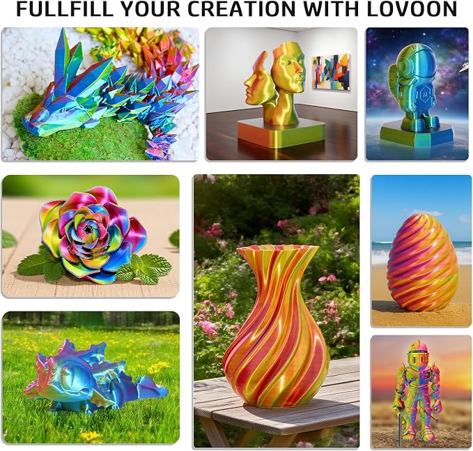 LOVOON 3D Tri-Colors PLA Printer Filament 1.75mm, Silk PLA Red Yellow Blue - Image 5