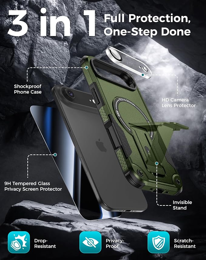 Goton for iPhone Air Case with Privacy Tempered Glass Screen Protector & Camera - Image 3