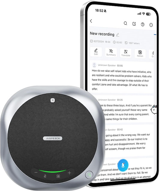Bluetooth Conference Speakerphone M6 Conference Microphone with AI Noise Reduction AI Transcription Full-Duplex 360° Omnidirectional Voice Pickup USB Speaker for Teams Zoom Home Office, Black