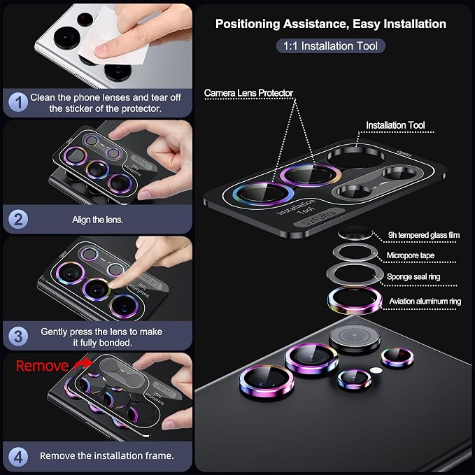 WSKEN for Samsung Galaxy S24 Ultra Camera Lens Protector, Ultra Thin Scratch - Image 6