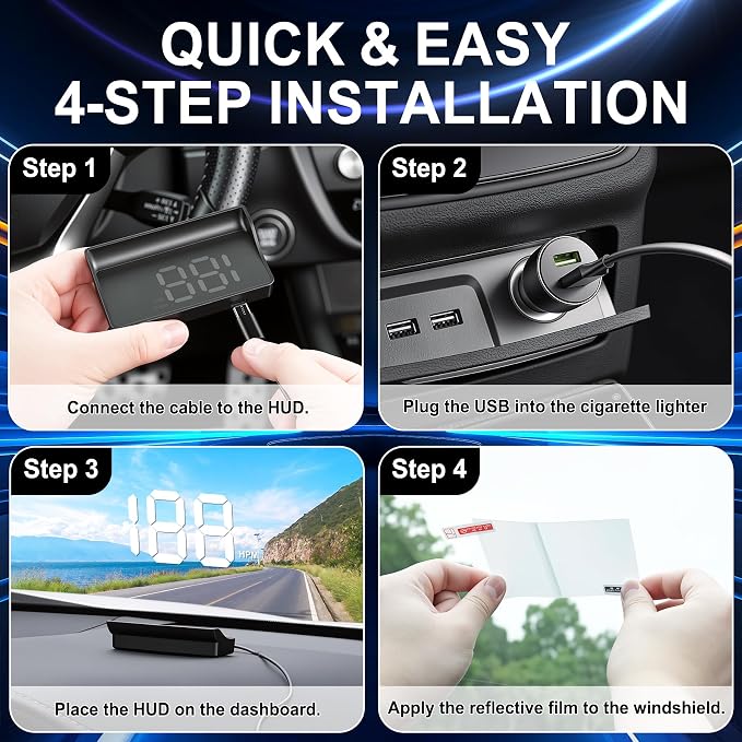 Amiss Heads Up Display for Cars, Digital HUD Speedometer for Automotive - Image 4