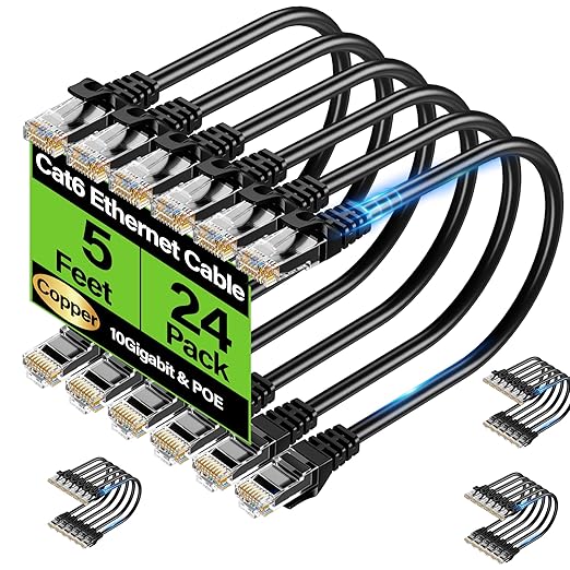 Cat6 Ethernet Cable 10Gbps 5 ft, UTP Ethernet Cable Cat 6, Flexible Bare Copper by Unknown