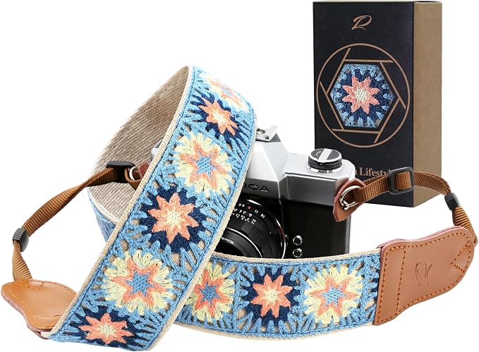 Padwa Lifestyle Hollow Crochet Pink Daisy Camera Strap by PadwaLifestyleCameraStrap