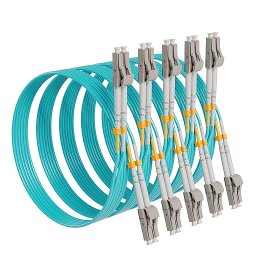 KeepFly Fiber- OM4 LC to LC Fiber Patch Cable 50ft/15m-5Pack, 40G/100Gb by KeepFlyFiber