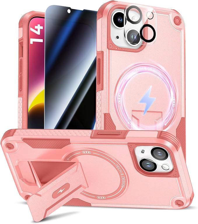 Goton for iPhone 14 Case with Privacy Tempered Glass Screen Protector & Camera by Goton