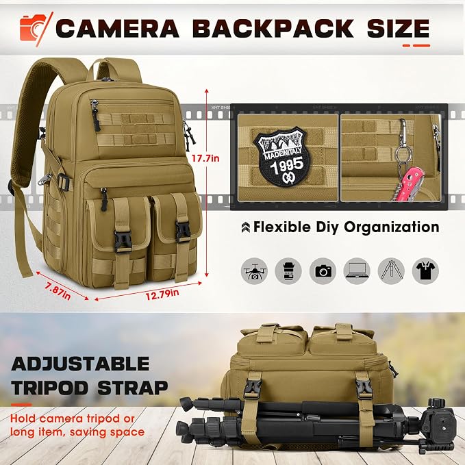 RAINSMORE Camera Bag Backpack for DSLR/SLR/Mirrorless Camera Bags for - Image 5
