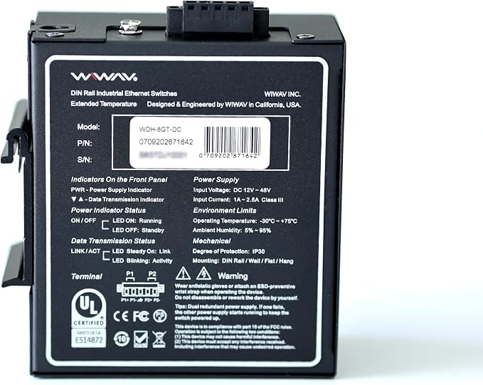 WDH-8GT-DC 10/100/1000Mbps Unmanaged 8-Port Gigabit Industrial Ethernet Switches - Image 2