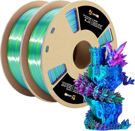 LOVOON Silk PLA 3D Printing Filament Bundle 2KG, PLA Filament 1.75mm Shiny by LOVOON