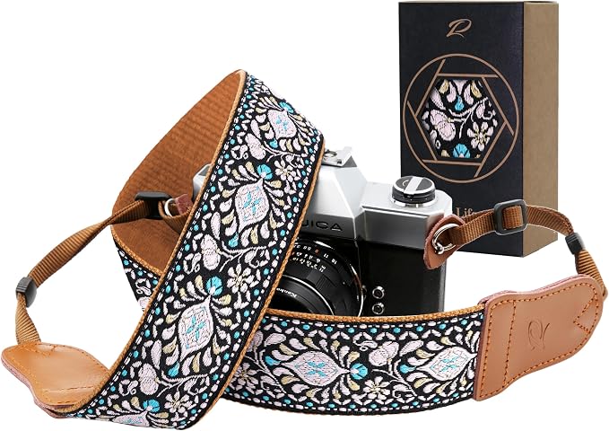 Padwa Lifestyle Pink Floral Vintage Embroidered Camera Strap by PadwaLifestyleCameraStrap