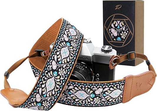 Padwa Lifestyle Pink Floral Vintage Embroidered Camera Strap by PadwaLifestyleCameraStrap