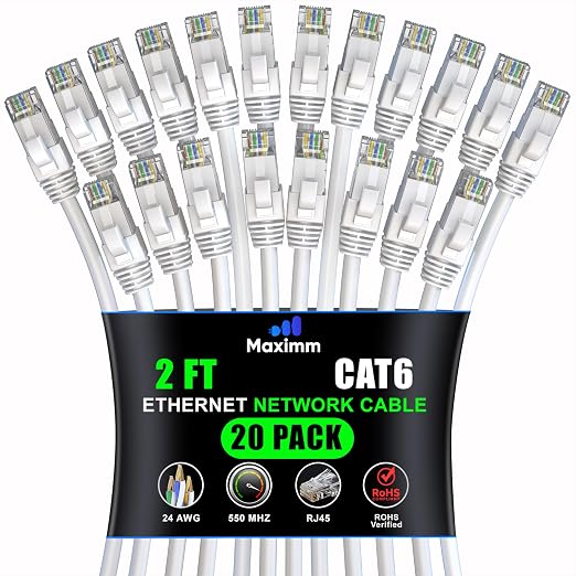 Maximm Cat 6 Ethernet Cable 2 ft by MaximmCable