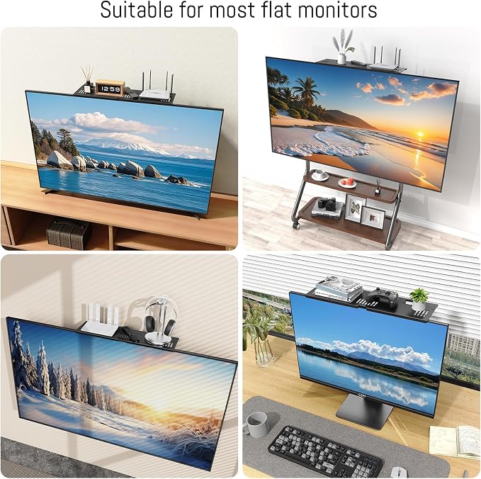CABTE Adjustable Steel TV Top Shelf, Floating TV Stand, Universal Monitor Shelf - Image 7