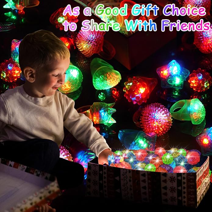 OLUPP Light Up Rings, Glow In The Dark Party Supplies, 6 Style Flashing Glow In - Image 2