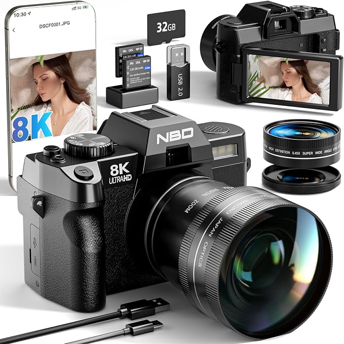 NBD 8K Digital Cameras for Photography, 64MP Camara Fotograficas, Travel by NBDOfficialFlagship