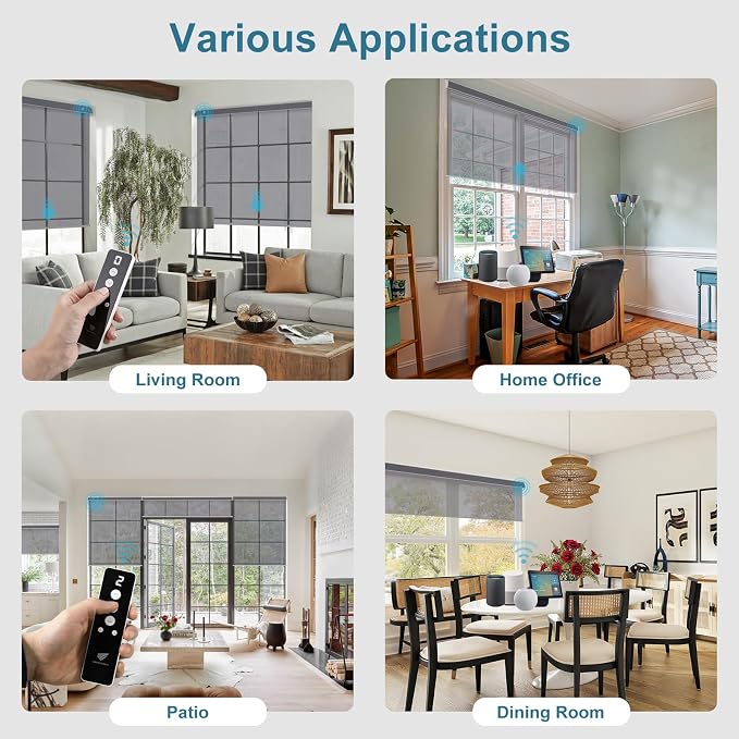 SmartWings Motorized Light Filtering Roller Shades 60% Blackout Work - Image 2