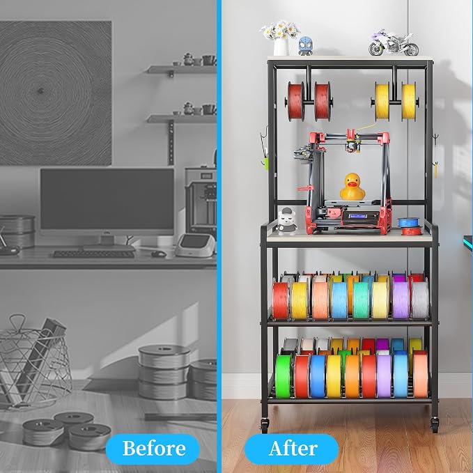 kepptory 3D Printer Stand with Power Outlet, Rolling Storage Cart w/Filament - Image 7