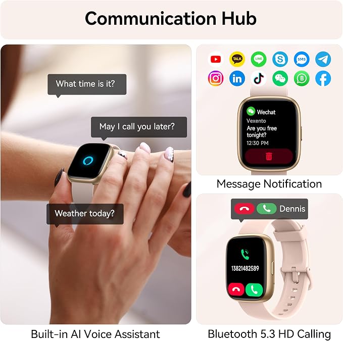 Smart Watch with Alexa Built-in, 1.83" HD Touchscreen Fitness Tracker with - Image 3