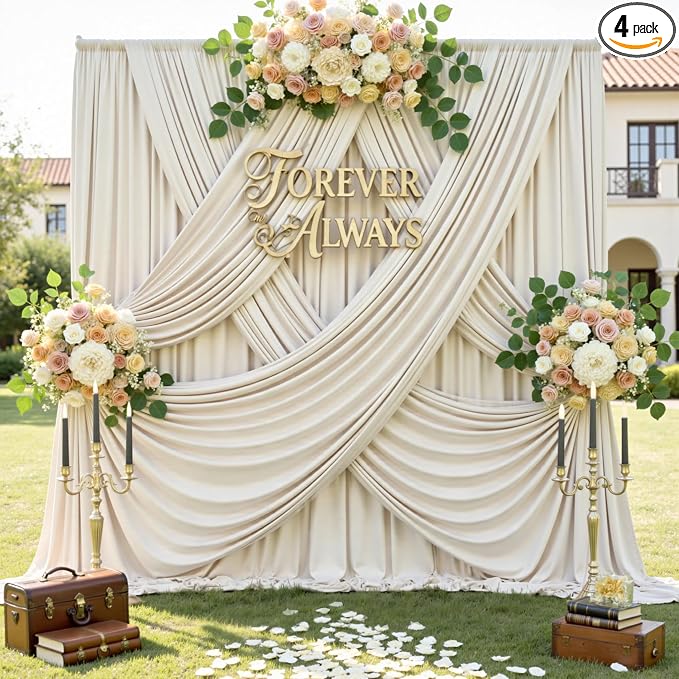 20ft x 12ft Wrinkle Free Beige Backdrop Curtains by CO-AVE