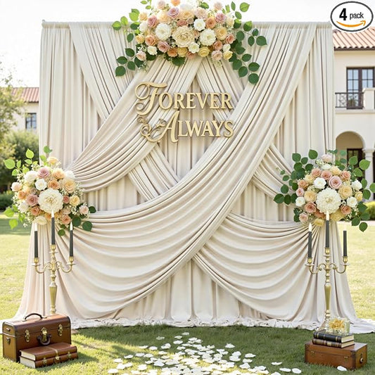 20ft x 12ft Wrinkle Free Beige Backdrop Curtains by CO-AVE