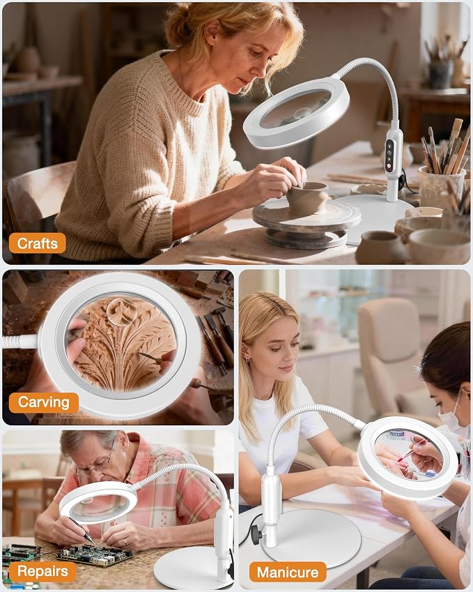 Magnifying Glass with Light and Stand, 5 Color Modes Stepless Dimmable - Image 8