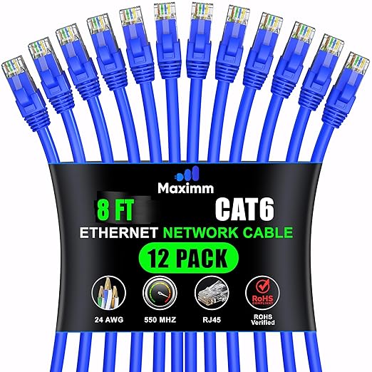 Maximm Cat 6 Ethernet Cable - 8 ft - High-Speed LAN by MaximmCable