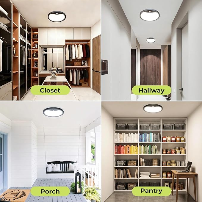 hepside Motion Sensor Ceiling Light Wired, 3000K/4000K/6500K LED Flush Mount - Image 6