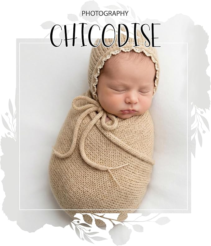 Newborn Photography Props Wraps & Ruffle Edge Bonnet - Image 3